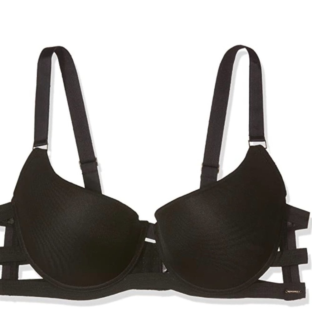 Blue Bella Strappy Black Push-up Bra
